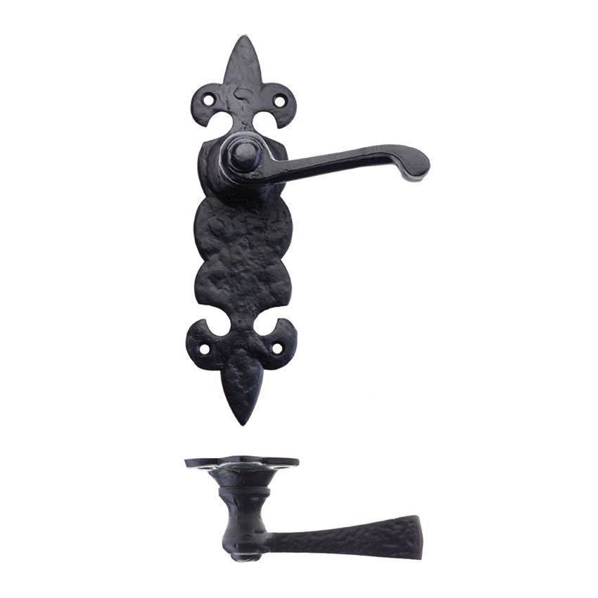 Picture of Antique Black Fleur De Lys Black Door Handles - Ff612