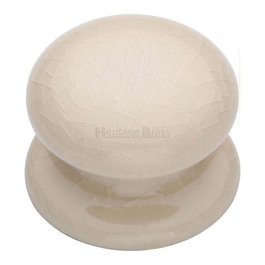 Cream Crackle Glaze Porcelain Cabinet Knob 803