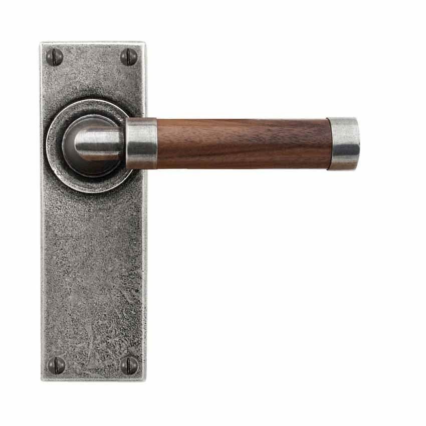 Finesse Milton American Black Walnut Door Handle on a Back plate - FD140 