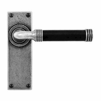 Finesse Jarrow Black Leather Door Handle on a Back Plate - FD051B