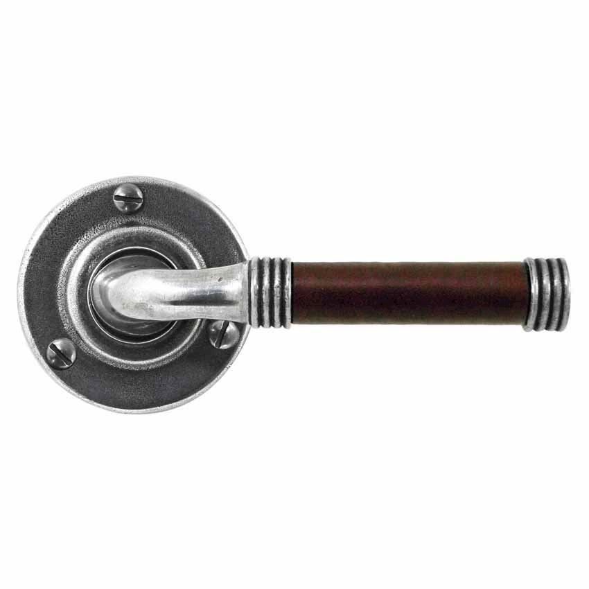 Finesse Jarrow Chocolate Leather Door Handle on a Rose  - FD050C