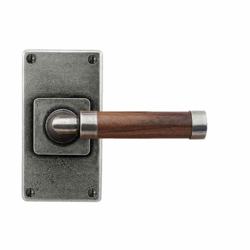 Finesse Milton American Black Walnut Door Handle on a Short Back plate - FD148 