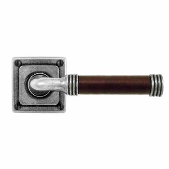 Finesse Jarrow Chocolate Leather Door Handle on a Square Rose - FD106C