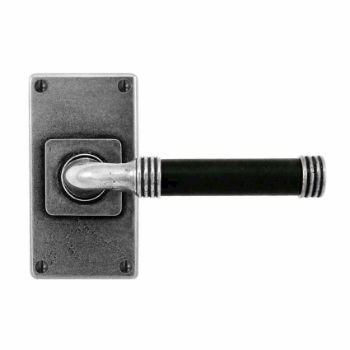 Finesse Jarrow Black Leather Door Handle on a Short Back Plate - FD107B