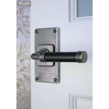 Finesse Jarrow Black Leather Door Handle on a Short Back Plate - FD107B