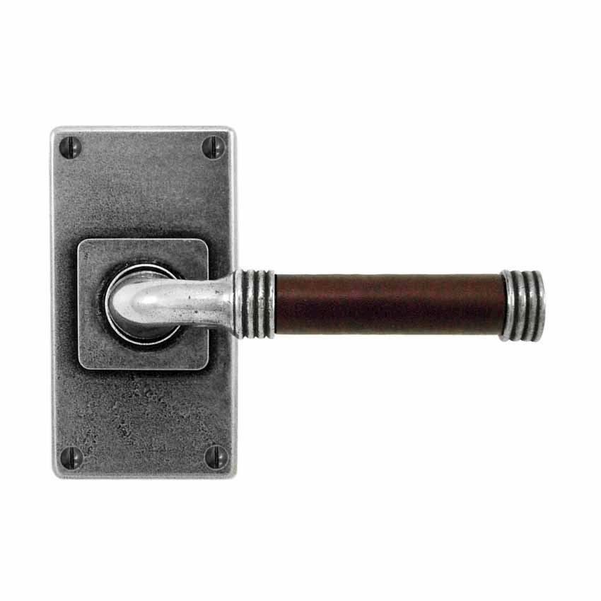 Finesse Jarrow Chocolate Leather Door Handle on a Short Back Plate - FD107C