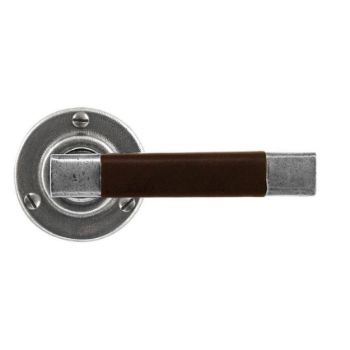 Finesse Jedburgh Chocolate Leather Door Handle on a Rose - FD054C