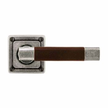 Finesse Jedburgh Chocolate Leather Door Handle on a Square Rose - FD110C