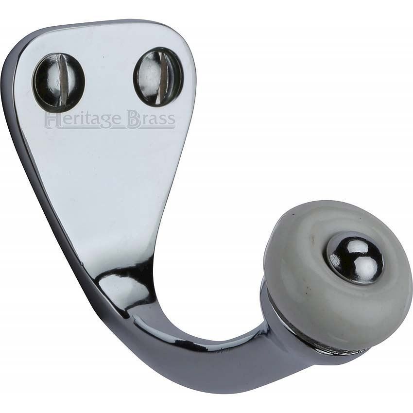 Single Robe Hook Polished Chrome finish - V1044-PC