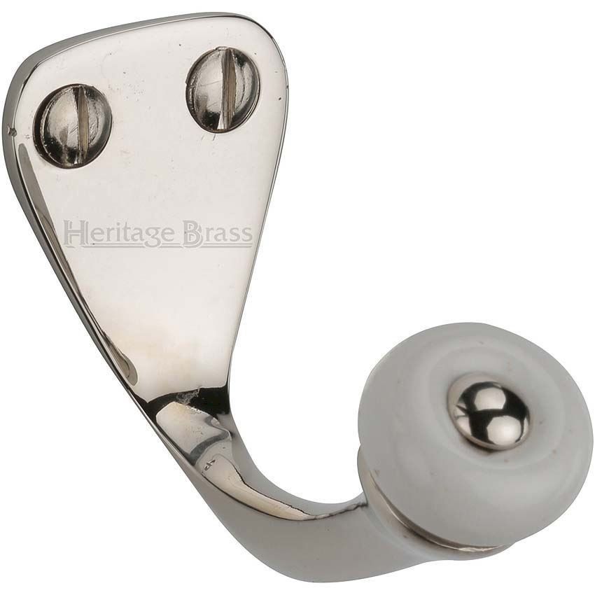 Single Robe Hook Polished Nickel Finish - V1044-PNF