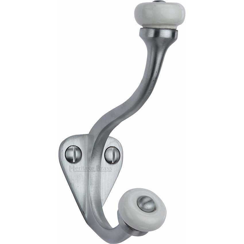 Hat & Coat Hook Satin Chrome finish - V1048-SC