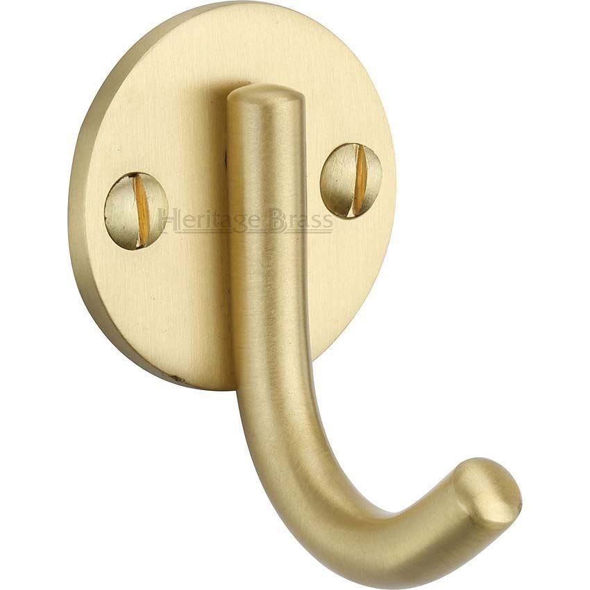 Single Robe Hook Satin Brass Finish - V1064-SB