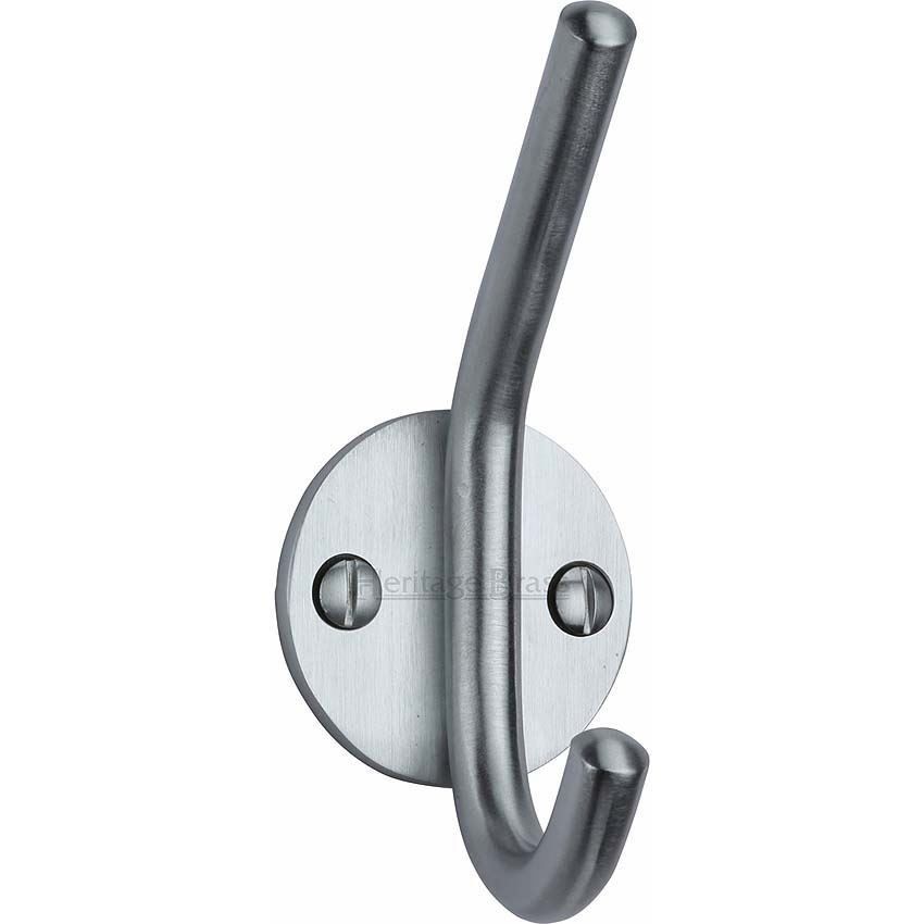 Hat & Coat Hook in Satin Chrome Finish - V1065-SC