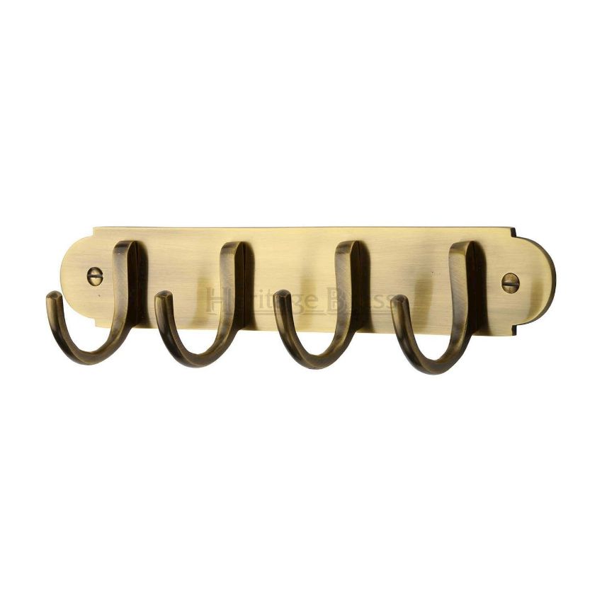 Coat Hooks on Plate Antique Brass Finish - V1079-AT