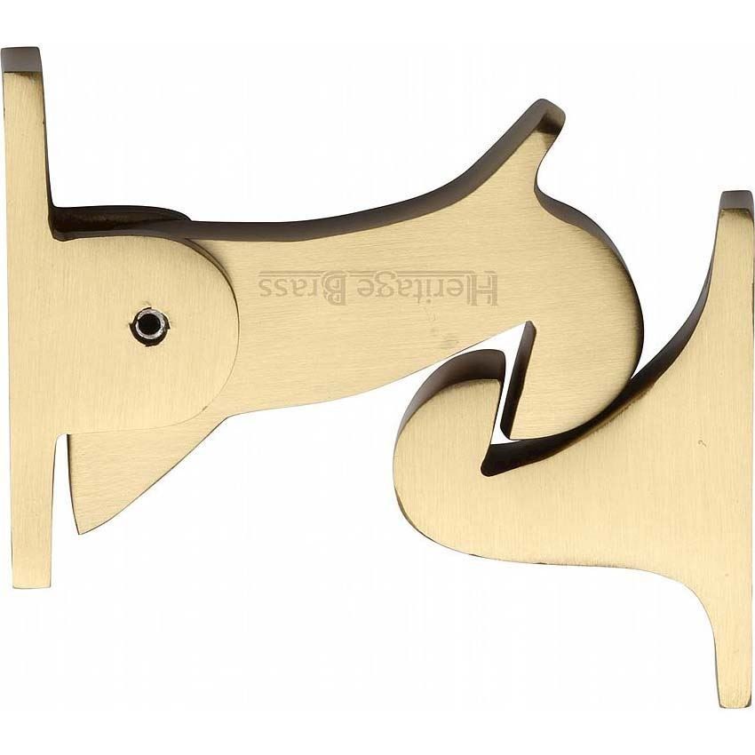 Gravity Door Hold Open Catch in Satin Brass Finish - V1074-SB