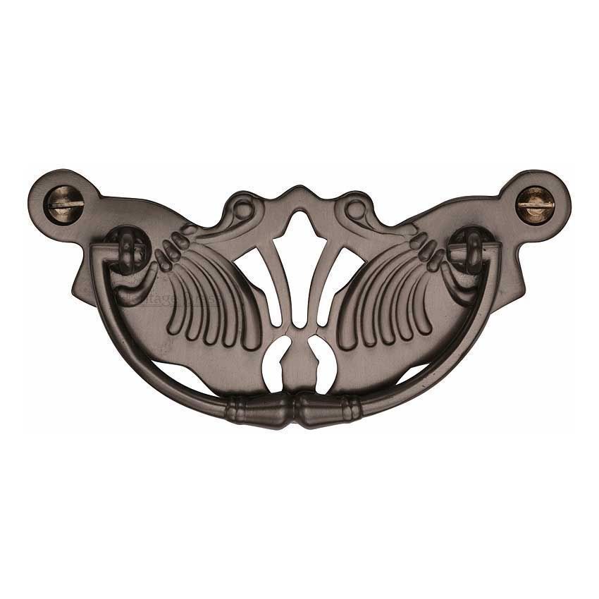 Cabinet Pull Ornate Plate Design Cabinet Knob in Matt Bronze Finish - V5021-MB