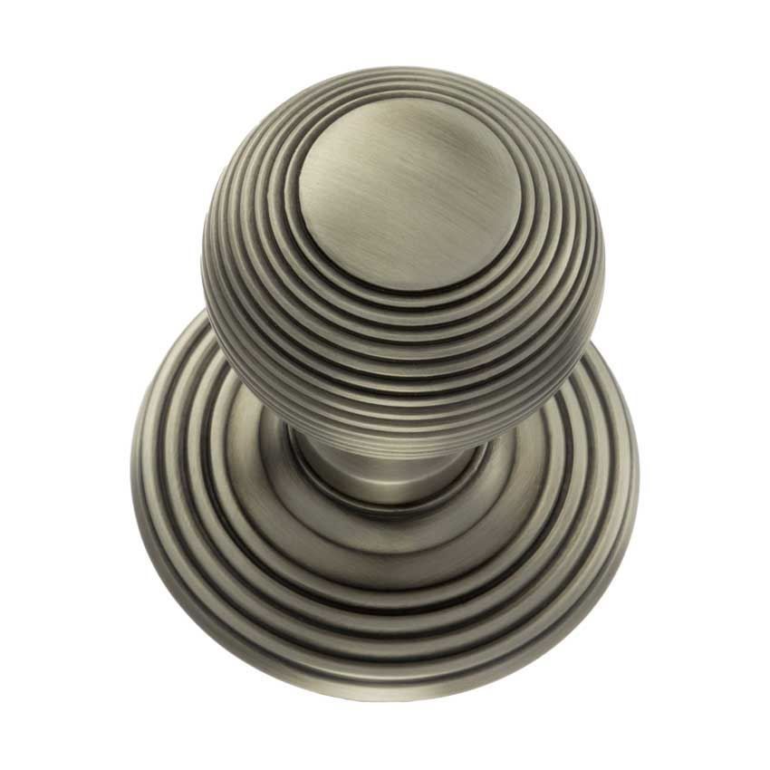 Ripon Round Reeded Door Knob in Matt Gun Metal-OE50RMKMBN 