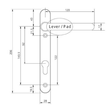 Windsor Sprung Lever Pull Inline Door Handle- Hardex Satin Chrome- 1F102 