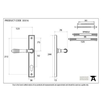 Reeded Slimline Sprung Lever Espag Lock Set- Polished Nickel