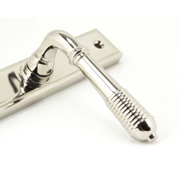 Reeded Slimline Sprung Lever Espag Lock Set- Polished Nickel