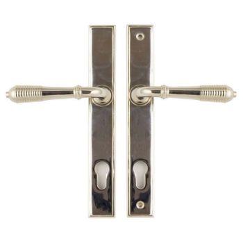 Reeded Slimline Sprung Lever Espag Lock Set- Polished Nickel