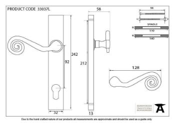 BLACK MONKEYTAIL SLIMLINE LEVER ESPAG. LOCK SET- 33037 