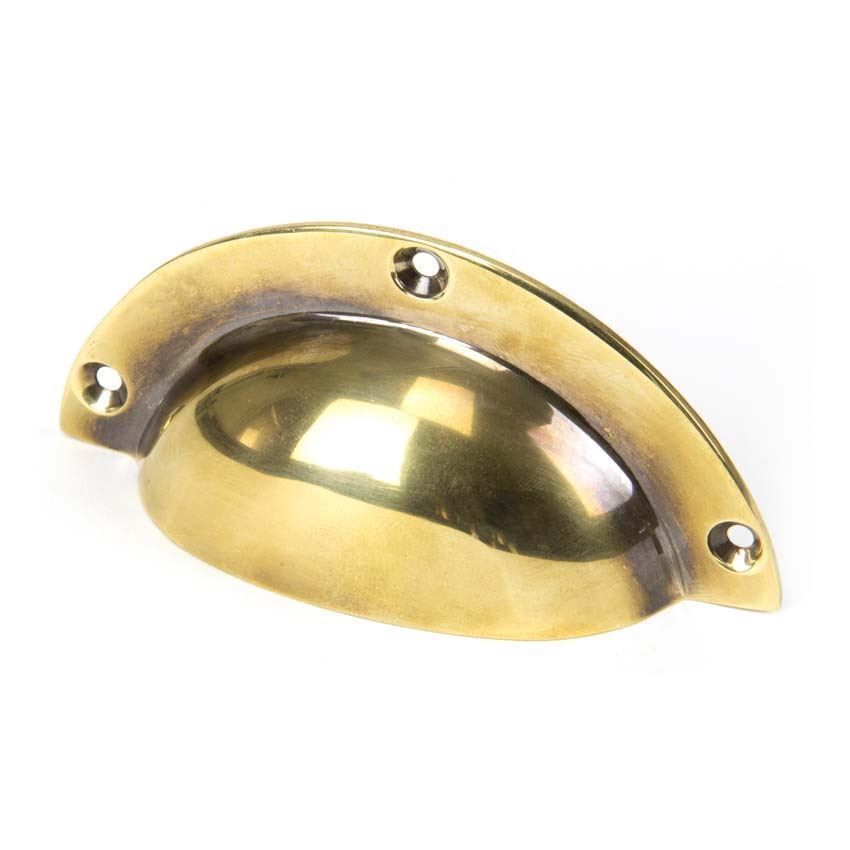 Aged Brass 4" Plain Drawer Pull- 91522