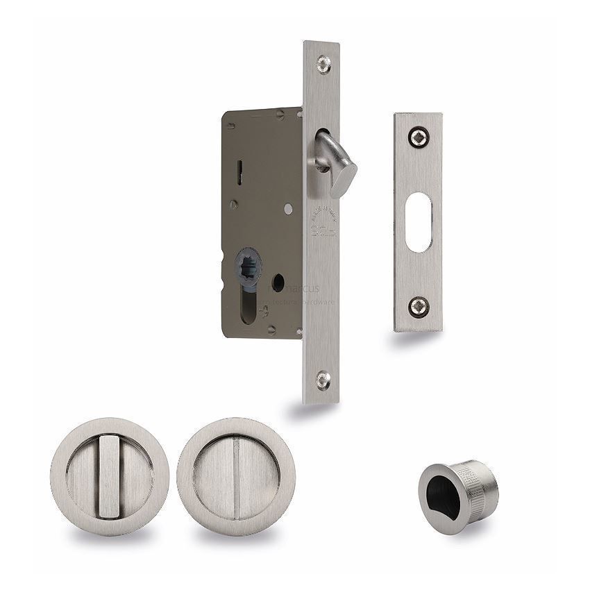 Sliding Lock with Square Privacy Turns In Satin Nickel Finish SQ2308-40-SN