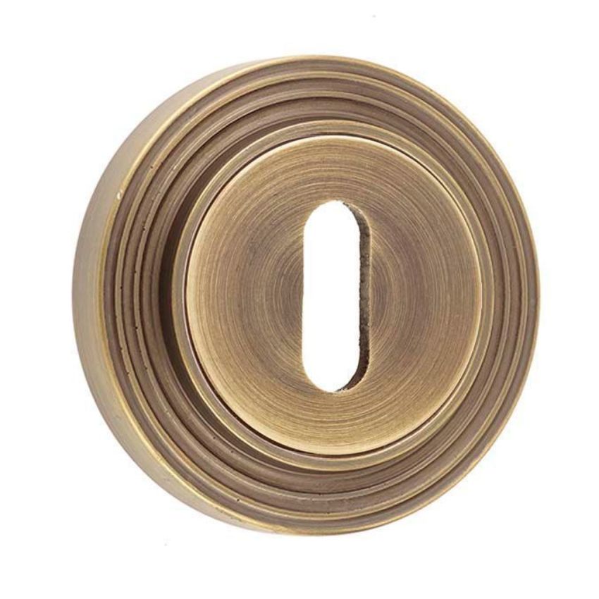 Burlington Standard Escutcheon with a Reeded Rose - Antique Brass - BUR60AB BUR74AB