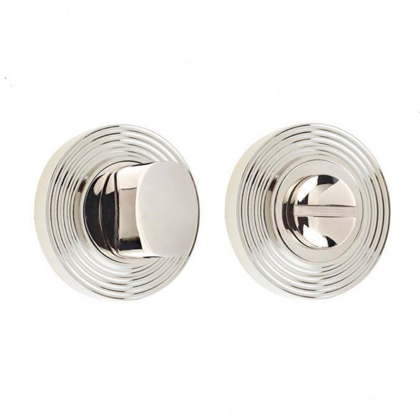 Burlington Square Turn and Release with Reeded Rose- Polished Nickel- BUR81PN BUR53PN