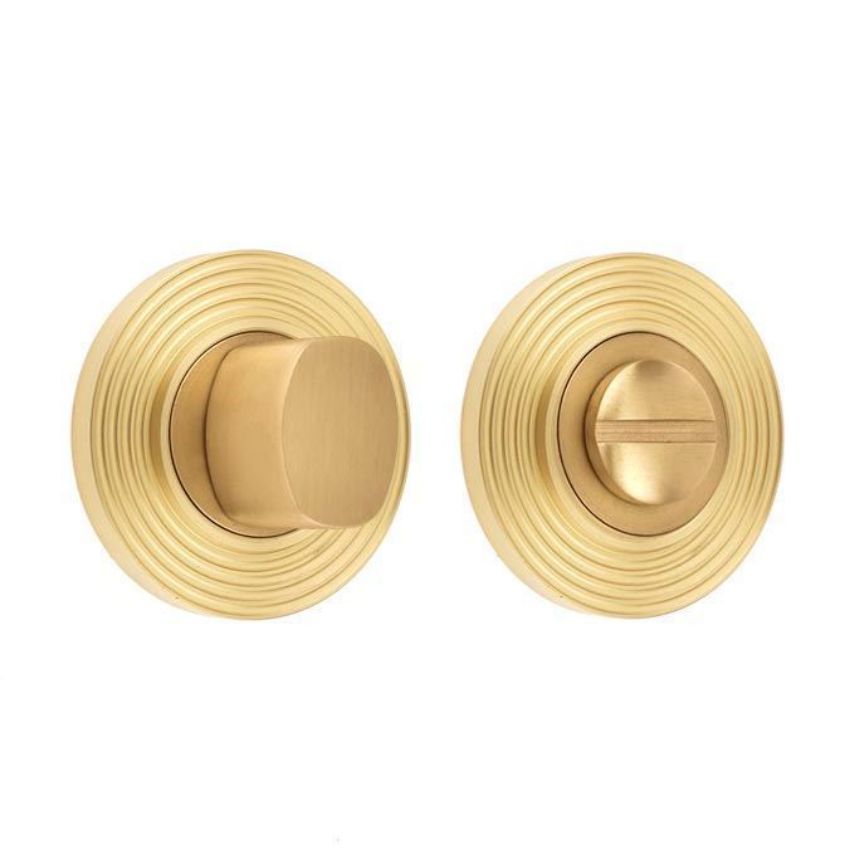 Burlington Square Turn and Release with Reeded Rose- Satin Brass- BUR81SB BUR53SB