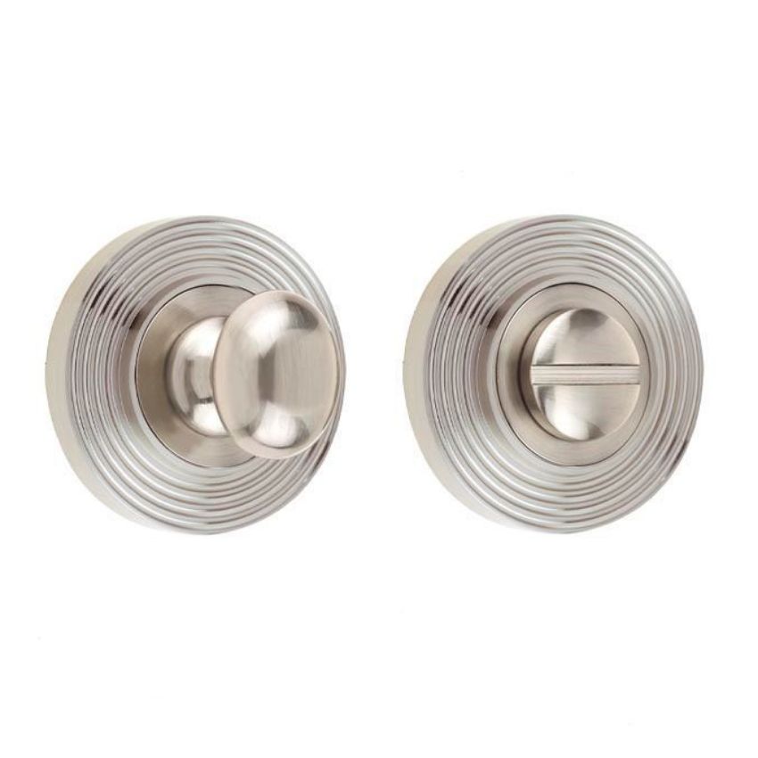 Burlington Turn and Release with Reeded Rose- Satin Nickel- BUR80SN BUR53SN