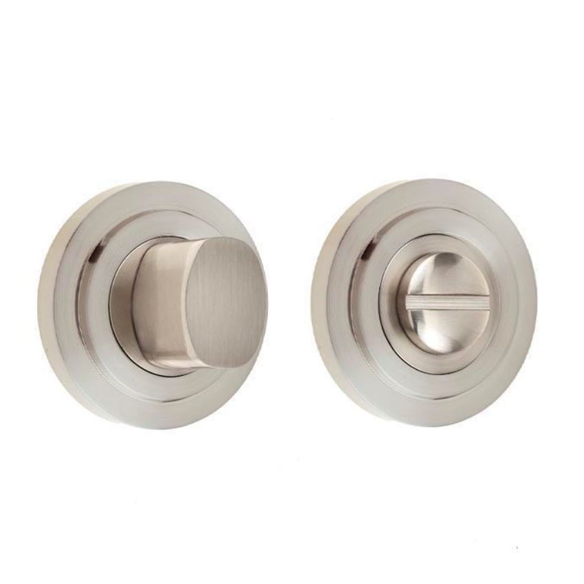 Burlington Square Turn and Release with Stepped Rose- Satin Nickel- BUR81SN BUR52SN