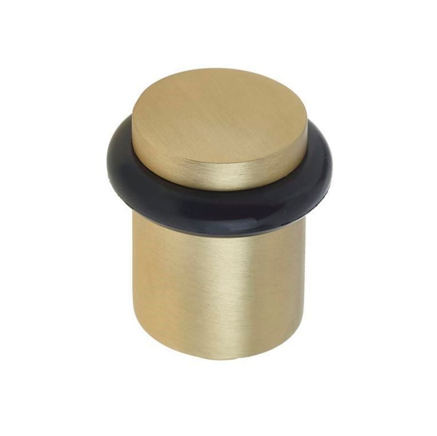 Round Floor Mounted Door Stop- Satin Brass - BUR960SB