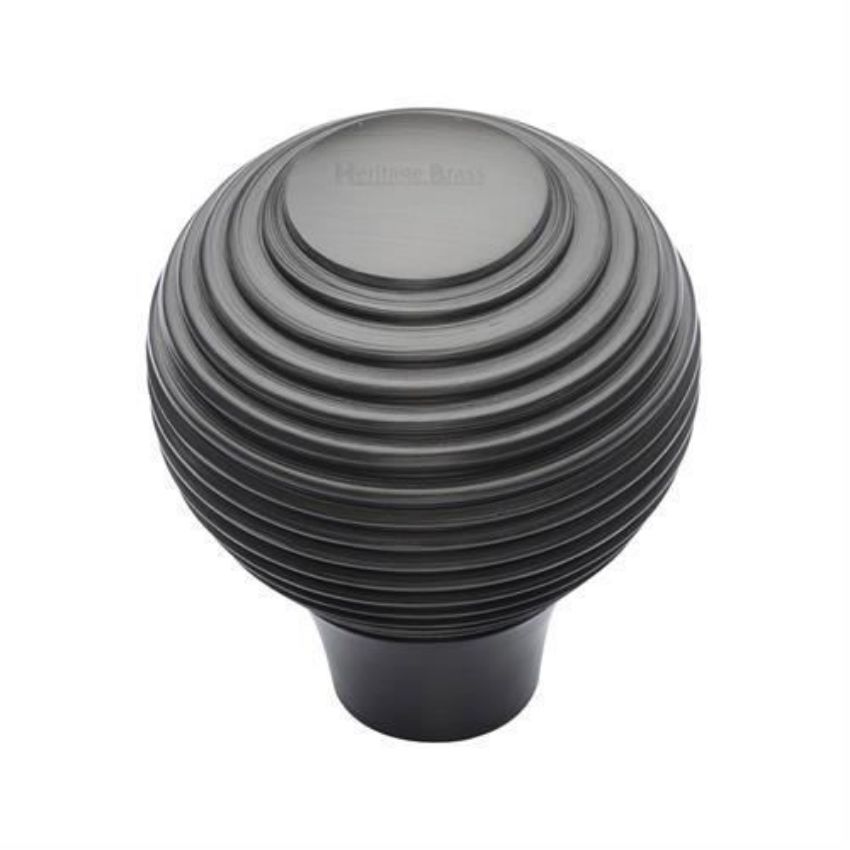 Reeded Cabinet Knob in a Matt Bronze Finish - V974-MB