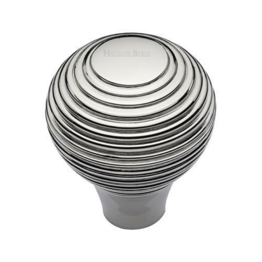 Reeded Cabinet Knob in a Polished Nickel Finish - V974-PN