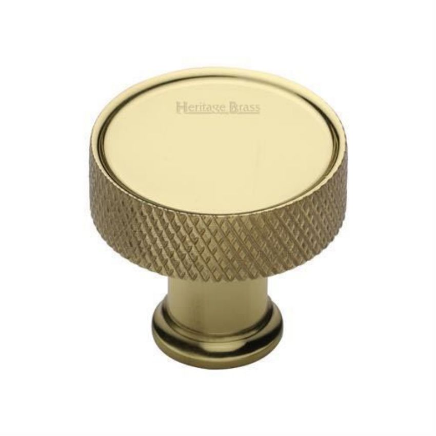 Florence Knurled Design Cabinet Knob in Polished Brass Finish - C4648-PB 