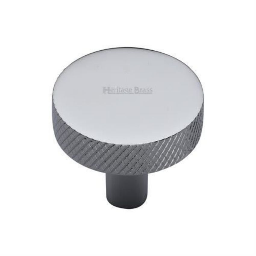 Disc Knurled Design Cabinet Knob in Polished Chrome Finish - C3884-PC