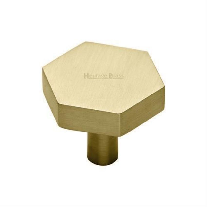 Hexagon Cabinet Knob in Satin Brass Finish - C4344-SB