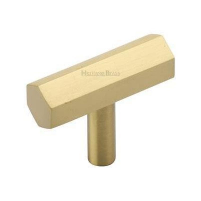 Hexagon Bar Cabinet Knob in Satin Brass Finish - C2235-SB