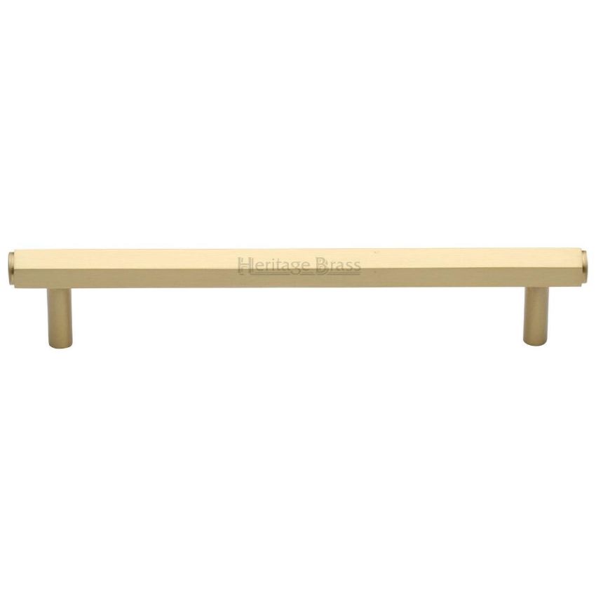 Hexagon Profile Cabinet Pull Handle in Satin Brass Finish - V4422-SB