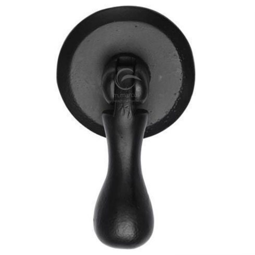 Matt Black Iron Cabinet Drop Pull on a Round Rose - FB6264 