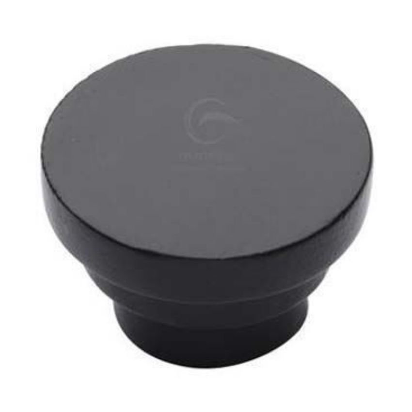 Matt Black Iron Round Stepped Cabinet Knob - FB3624 