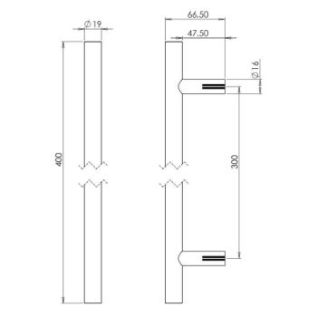 Nero Guardsman Pull Handle in Matt Black - JMB219B_TECH DWG