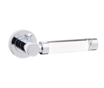 Jedo Milo Glass Handle on a Rose- Polished Chrome- JH5314PC