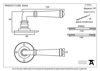 Regency Lever on Rose in Black finish - 92056_TECH DWG