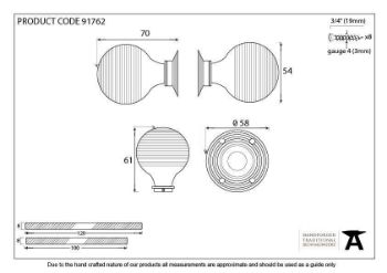 Wooden Cottage Mortice/Rim Door Knob Set - 91762_TECH DWG