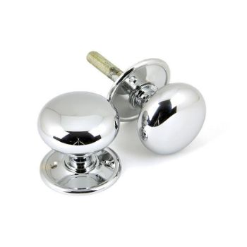 Small Mushroom Mortice/Rim Door Knob Set in Polished Chrome - 90291