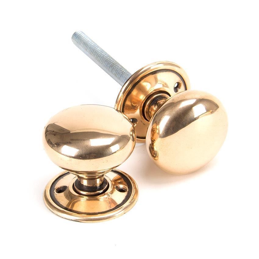 Small Mushroom Mortice/Rim Door Knob Set in Polished Bronze - 91925