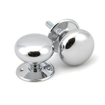 Large Mushroom Mortice/Rim Door Knob Set in Polished Chrome - 91532